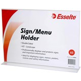 ESSELTE SIGN  MENU HOLDER DOUBLE SIDED LANDSCAPE A3 CLEAR