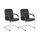 MONACO VISITORS CHAIR CANTILEVER BASE ARMS PU BLACK SET 4