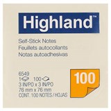 HIGHLAND NOTES 100 SHEETS PER PAD 76 X 76MM YELLOW PACK 12