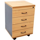 RAPID WORKER MOBILE PEDESTAL 4DRAWER LOCKABLE 690 X 465 X 447MM BEECHIRONSTONE