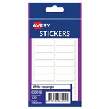 AVERY 932016 MULTIPURPOSE STICKERS RECTANGLE 30 X 12MM WHITE PACK 132
