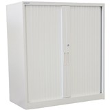 STEELCO TAMBOUR DOOR CABINET 2 SHELVES 1015H X 900W X 463D MM SILVER GREY