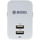 MOKI DUAL USB WALL RAPID CHARGER WHITE
