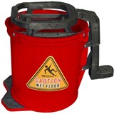 CLEANLINK MOP BUCKET HEAVY DUTY PLASTIC WRINGER 16 LITRE RED