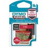 DYMO 1978366 D1 DURABLE LABEL CASSETTE TAPE 12MM X 3M WHITE ON RED