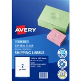 AVERY 959066 L7566 CRYSTAL CLEAR SHIPPING LABEL 2UP CLEAR PACK 25