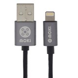 MOKI SYNCHARGE BRAIDED CABLE USBA TO LIGHTNING 900MM GUNMETAL GREY