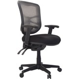 BURO METRO TASK CHAIR MEDIUM MESH BACK SEAT SLIDE 3LEVER BLACK NYLON BASE ARMS BLACK