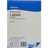 MULTIPURPOSE LABELS 21UP 65GSM 635 X 381MM PACK 100