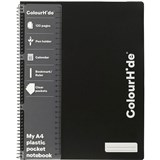 COLOURHIDE NOTEBOOK WITH POCKETS 120 PAGE A4 BLACK