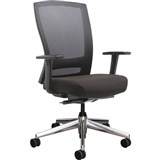 BURO MENTOR TASK CHAIR HIGH MESH BACK ALUMINIUM BASE ARMS BLACK