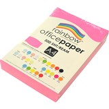 RAINBOW COLOURED A4 COPY PAPER 75GSM 500 SHEETS FLURO PINK