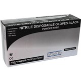 NITRILE POWDERFREE DISPOSABLE GLOVES LARGE BLACK PACK 100