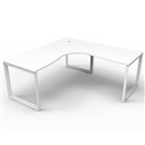 RAPID INFINITY DELUXE 1 PERSON LOOP LEG SINGLE SIDED CORNER WORKSTATION 1800 X 1500MM NATURAL WHITE TOP  WHITE FRAME
