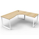 RAPID INFINITY DELUXE 1 PERSON LOOP LEG SINGLE SIDED CORNER WORKSTATION 1800 X 1500MM NATURAL OAK TOP  WHITE FRAME