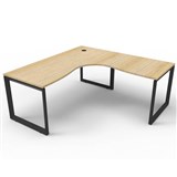 RAPID INFINITY DELUXE 1 PERSON LOOP LEG SINGLE SIDED CORNER WORKSTATION 1800 X 1800MM NATURAL OAK TOP  BLACK FRAME
