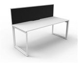 RAPID INFINITY DELUXE 1 PERSON LOOP LEG SINGLE SIDED WORKSTATION 1200 X 750 X 730MM BLACK SCREEN  NATURAL WHITE TOP  WHITE FRAME