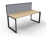 RAPID INFINITY DELUXE 1 PERSON LOOP LEG SINGLE SIDED WORKSTATION 1800 X 750 X 730MM GREY SCREEN NATURAL OAK TOP BLACK FRAME