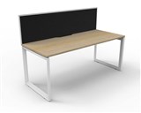 RAPID INFINITY DELUXE 1 PERSON LOOP LEG SINGLE SIDED WORKSTATION 1800 X 750 X 730MM BLACK SCREEN NATURAL OAK TOP WHITE FRAME