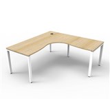 RAPID INFINITY DELUXE 1 PERSON PROFILE LEG SINGLE SIDED CORNER WORKSTATION 1800 X 1800 X 750 X 730MM NATURAL OAK TOP  WHITE FRAME