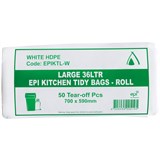 HUHTAMAKI EVERYDAY KITCHEN BIN LINER 36 LITRE WHITE PACK 50