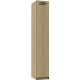 RAPIDLINE MELAMINE LOCKER 1 DOOR 1850 X 305 X 455MM NATURAL OAKBLACK EDGING