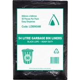 HUHTAMAKI MEDIUM DUTY LDPE BIN LINER 54 LITRE 850 X 640MM BLACK PACK 50