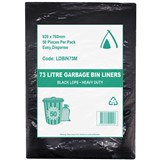 HUHTAMAKI MEDIUM DUTY LDPE BIN LINER 73 LITRE 920 X 760MM BLACK PACK 50