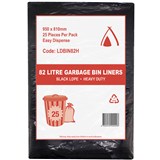 HUHTAMAKI HEAVY DUTY LDPE BIN LINER 82 LITRE 950 X 810MM BLACK PACK 25