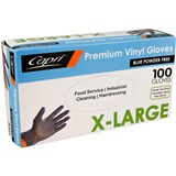 VINYL POWDER FREE GLOVES BLUE BOX OF 100  SIZE XL