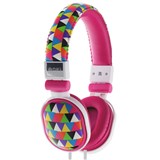 MOKI POPPER HEADPHONES TRIANGLE PATTERN PINK