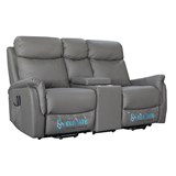 RAPIDLINE HOME ELEVATE ASCOT LOVE SEAT DUAL MOTOR MEDIUM LEATHER DARK GREY