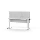 RAPIDLINE BOOST HEIGHT ADJUST FLIP TOP TABLE 1500 X 750 X 725MM WHITE TOP AND WHITE PC FRAME