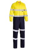 BISLEY BC6357T HI VIS COTTON DRILL COVERALL WITH REFLECTIVE TAPE YELLOWNAVY  SIZE 132ST