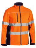 BISLEY BJ6059T HI VIS SOFT SHELL JACKET WITH REFLECTIVE TAPE  ORANGENAVY  SIZE SMALL