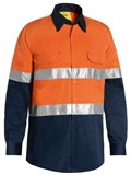 BISLEY BS6696T HIVIS LIGHTWEIGHT COTTON DRILL SHIRT WITH REFLECTIVE TAPE  ORANGENAVY  SIZE 3XL