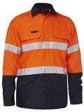 BISLEY APEX 160 HI VIS FR RIPSTOP VENTED SHIRT WITH REFLECTIVE TAPE  ORANGENAVY  SIZE MEDIUM