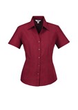 BIZ COLLECTION LADIES PLAIN OASIS SHORT SLEEVE SHIRT  CHERRY  SIZE 10