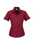 BIZ COLLECTION LADIES PLAIN OASIS SHORT SLEEVE SHIRT  CHERRY  SIZE 12