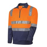 TRU HIVIS 2 TONED 14 ZIP FLEECE JUMPER WITH REFLECTIVE TAPE  ORANGENAVY  SIZE XL
