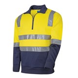TRU HIVIS 2 TONED 14 ZIP FLEECE JUMPER WITH REFLECTIVE TAPE  YELLOWNAVY  SIZE XL